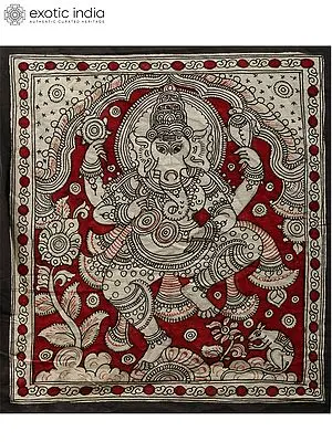 Four Hands Dancing Ganapati Kalamkari Painting