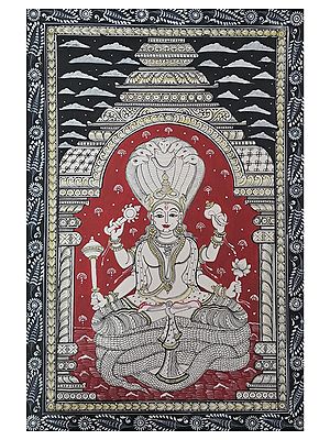 Lord Vishnu Sitting on Sheshnag | Natural Stone Colors | By Surendra Nath Swain