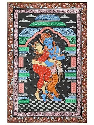 Radha and Krishna Playing Flute | Natural Stone Colors | By Surendra Nath Swain