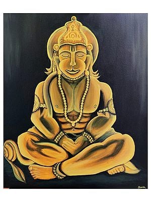 Meditative Lord Hanuman | Acrylic Paint On Stretched Canvas Sheet | By Suma Vivek