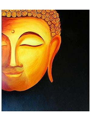 Painting Of Buddha Face | Acrylic Paint On Stretched Canvas Sheet | By Suma Vivek