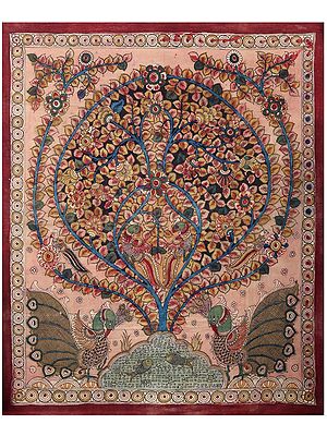 Tree of Life with Peacocks | Vintage Kalamkari Painting