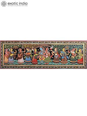 Krishna with Gopis | Patachitra Painting