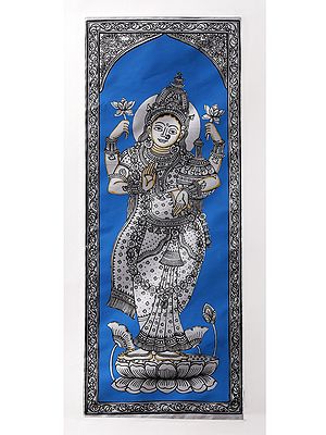 Goddess Lakshmi Standing on Lotus | Patachitra Art