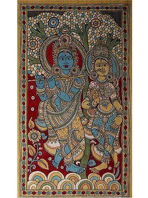 Radha-Madhavam (Radha Krishna) | Kalamkari Painting