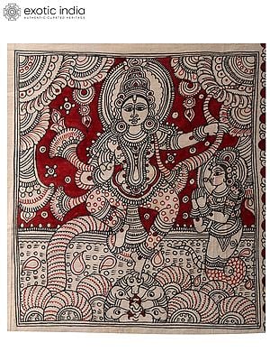 Lord Krishna Dancing on Serpent Kaliya | Kalamkari Painting