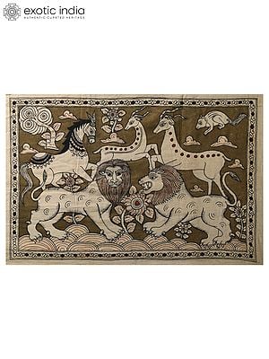 Beasts in The Forest | Kalamkari Painting