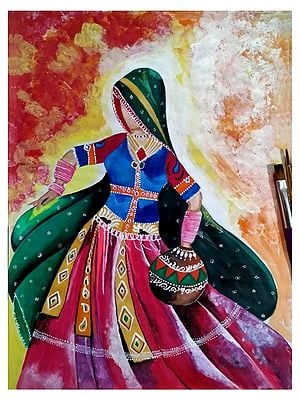 Ghoomar Dancing Lady | Watercolor on Paper | Artwork by Sakshi Thakur