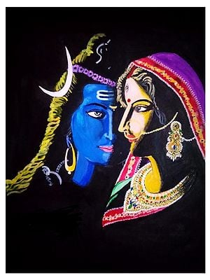 Painting of Shiva and Parvati by Sakshi Thakur | Watercolor on Paper