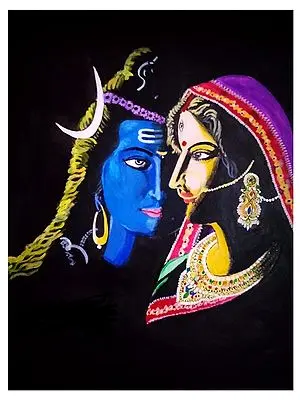 Painting of Shiva and Parvati by Sakshi Thakur | Watercolor on Paper