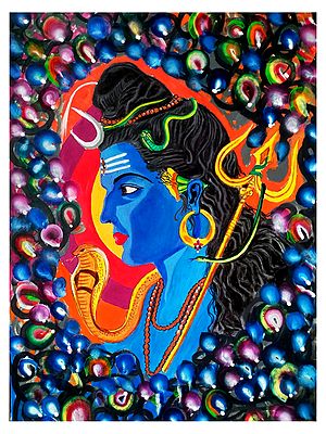 Mahadev with Trident | Watercolor on Paper | By Sakshi Thakur