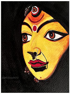 Painting of Goddess Durga by Sakshi Thakur | Watercolor on Paper