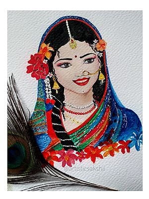 Radha Rani Painting by Sakshi Thakur | Watercolor on Paper