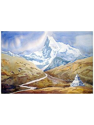 Beauty Of Himalaya | Watercolor On Handmade Paper | By Samiran Sarkar