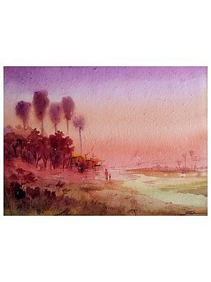 Rural Sunset | Watercolor On Paper | By Samiran Sarkar
