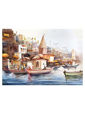 Beauty Of Morning Varanasi Ghat | Watercolor On Paper | By Samiran Sarkar