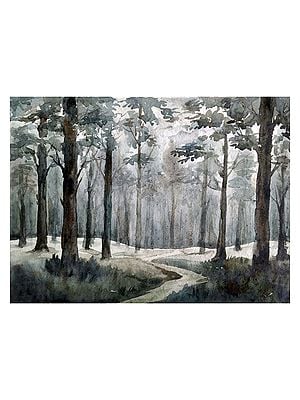 Mountain Dense Forest | Watercolor On Handmade Paper | By Samiran Sarkar