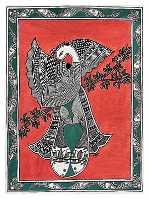 Beautiful Peacock With Fishes | Gouache Colors | By Neha Singh
