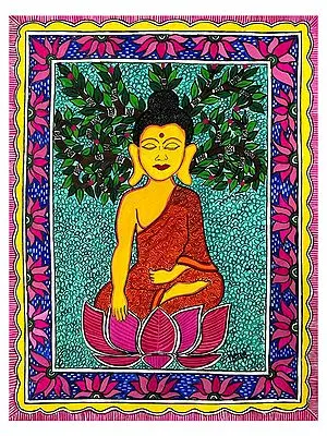 Lord Buddha Seated On Lotus | Gouache Colors | By Neha Singh
