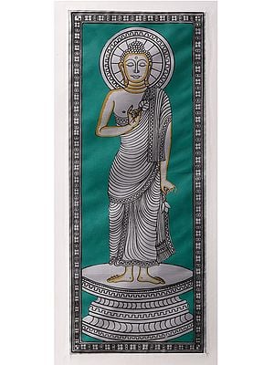 Standing Lord Buddha | Watercolor on Silk | Pattachitra Painting