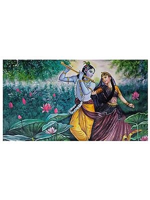 Radha and Krishna in Garden | Oil Painting on Canvas | By Jagriti Bhardwaj