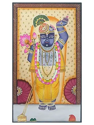 Lord Shrinathji With Beautiful Shringar | Natural Color On Cloth | By Jagriti Bhardwaj