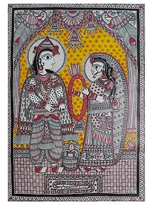 Unconditional Love Of Lord Ram And Sita | Natural Colors On Handmade Paper | By Priti Karn