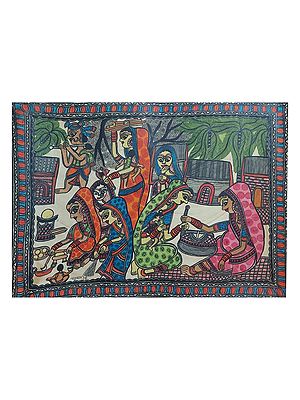 Rural Women | Natural Colors On Handmade Paper | By Priti Karn
