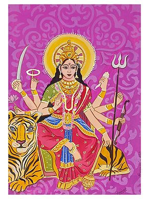 Ashtabhujadhari Durga | Premium Poster Colors On Paper | By Yamini Pahwa