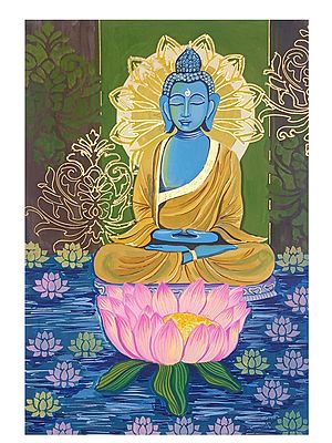 Lord Buddha In Meditation Mudra | Premium Poster Colors On Paper | By Yamini Pahwa