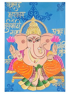 Chaturbhuja Lord Ganesha | Premium Poster Colors On Paper | By Yamini Pahwa