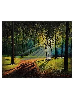 A Lonely Path In The Forest | Oil On Canvas | By Devraj