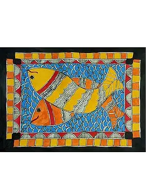 Beautiful Fishes In The Pond | Acrylic Color On Handmade Paper | By Annu Kumari