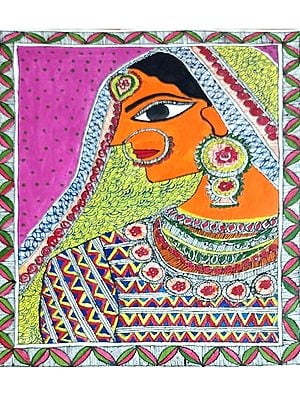 Shringar Of Bride | Acrylic Color On Handmade Paper | By Annu Kumari