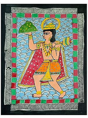 Madhubani Painting Of Lord Hanuman | Acrylic Color On Handmade Paper | By Annu Kumari