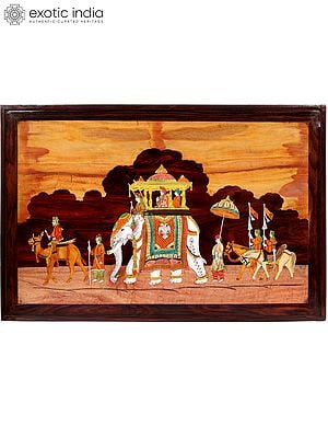 Royal Procession | Natural Color on Wood Panel with Inlay Work