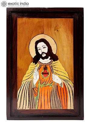 15" Beautiful Kindness Jesus | Natural Color On Wood Panel With Inlay Work