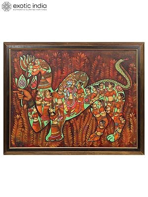 Radha Krishna with Gopis - Abstract Painting | Acrylic on Canvas | With Frame