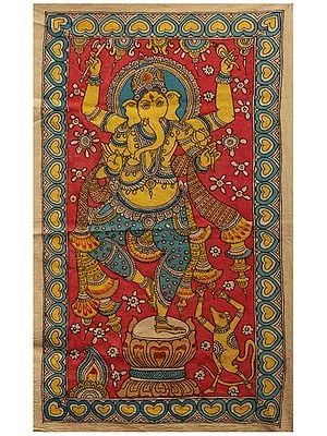 Dancing Ganesha | Kalamkari Painting on Cotton