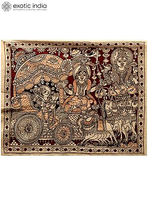 Geeta Updesh To Arjun - Lord Krishna | Kalamkari Painting On Cotton