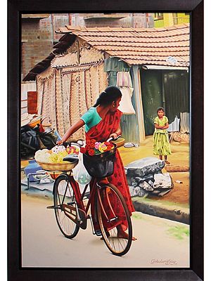Flower Seller | Painting by Gokulam Vijay