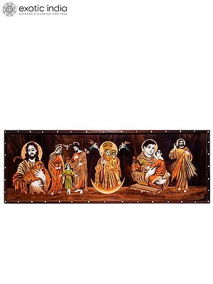 36" Beautiful Story Of Jesus Christ | Natural Color On Wood Panel With Inlay Work