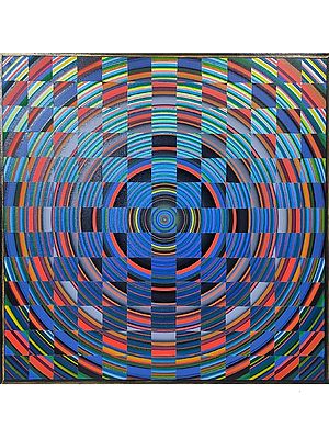 Colorful Circular Checkerboard Abstract Art by Ghanshyam Gupta