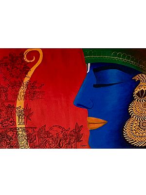 Lord Rama In Meditation - Ramayana Story | Acrylic And Ink On Canvas | By Kangana Vohra