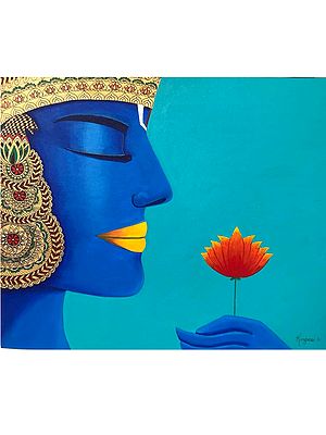 Divine Lord Vishnu | Acrylic And Ink On Canvas | By Kangana Vohra