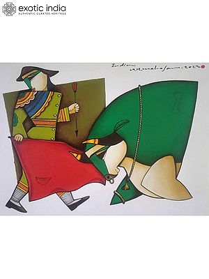 The Call of a Matador | Acrylic On Paper | By Arvind Mahajan