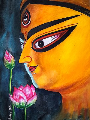 Agomoni Of Goddess Durga | Watercolor On Paper | By Sudipta Sana