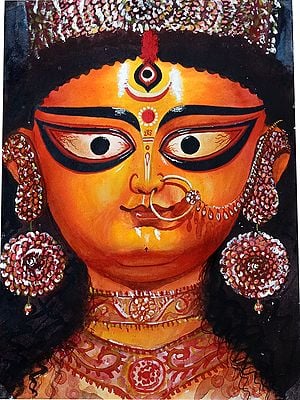 Attractive Shringar Of Goddess Durga | Watercolor On Paper | By Sudipta Sana