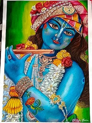 Manmohak Murliwala - Shri Krishna | Pencil Color On Paper | By Sudipta Sana