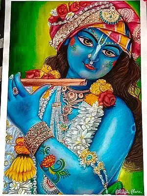 Manmohak Murliwala - Shri Krishna | Pencil Color On Paper | By Sudipta Sana